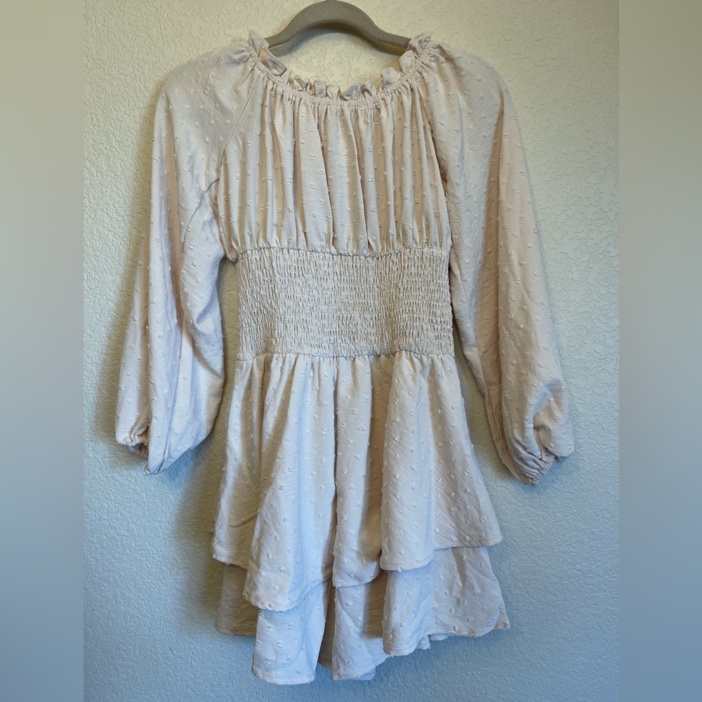 Jumpsuit ruffled long sleeve off the shoulder size S